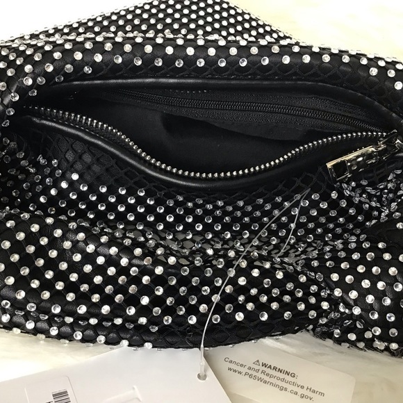 Black Rhinestone knot handle round clutch J with knotted handle. NWT - Picture 2 of 6